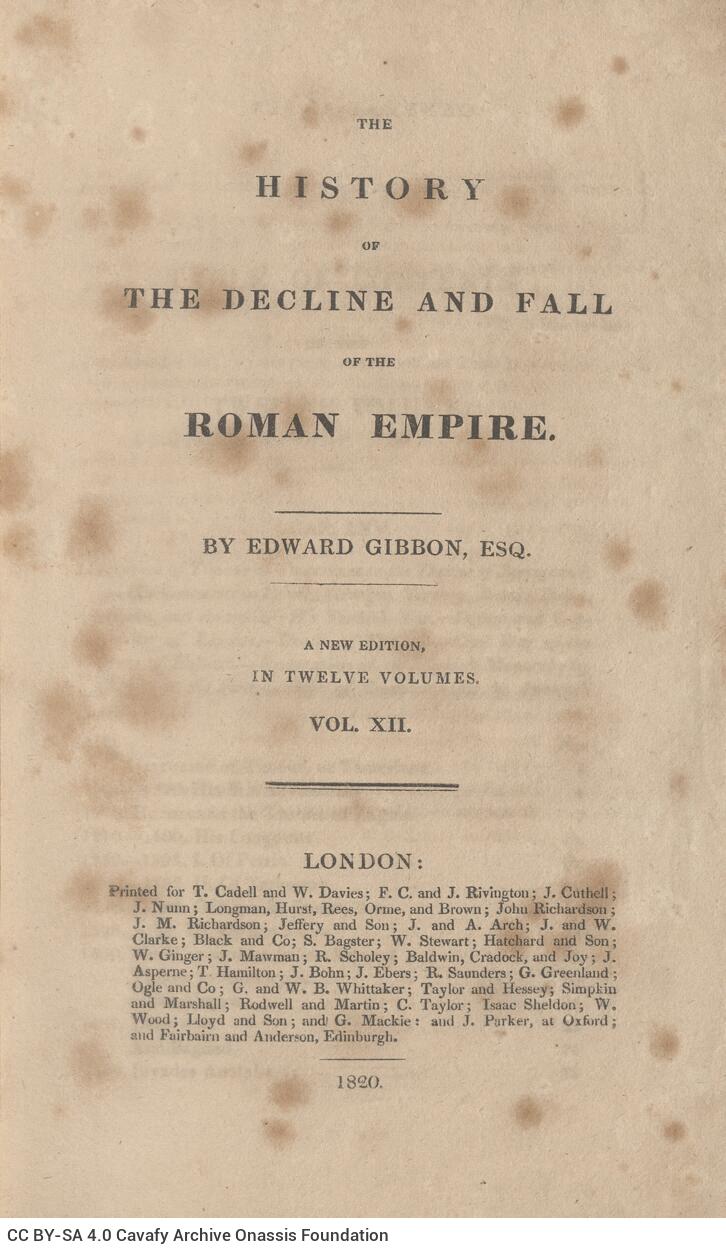 22 x 13,5 εκ. 2 σ. χ.α. + XV σ. + 432 σ. + 10 σ. χ.α. + 2 ένθετα, όπου στο verso του εξωφύλλ